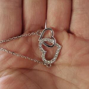 Silver double heart‎ necklace